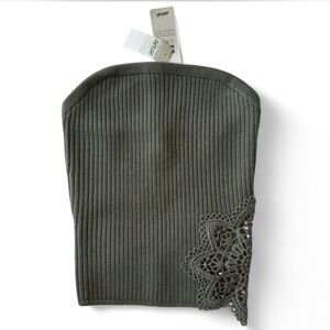 Aerie Olive Ribbed Knit Tube Top